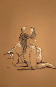 Conté crayon on tinted Canson paper, 32.5 x 50 cm or 13 x 19.75 in.
